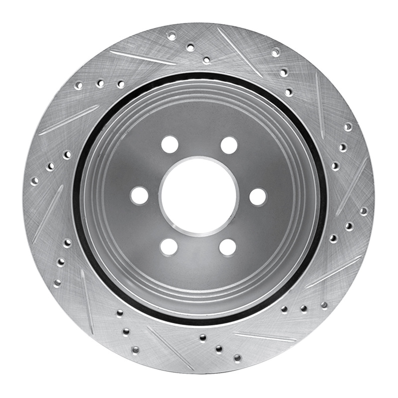 Dodge Durango Brake Rotor (1) - Rear Left - R1 Concepts - Drilled & Slotted - Silver - 2003